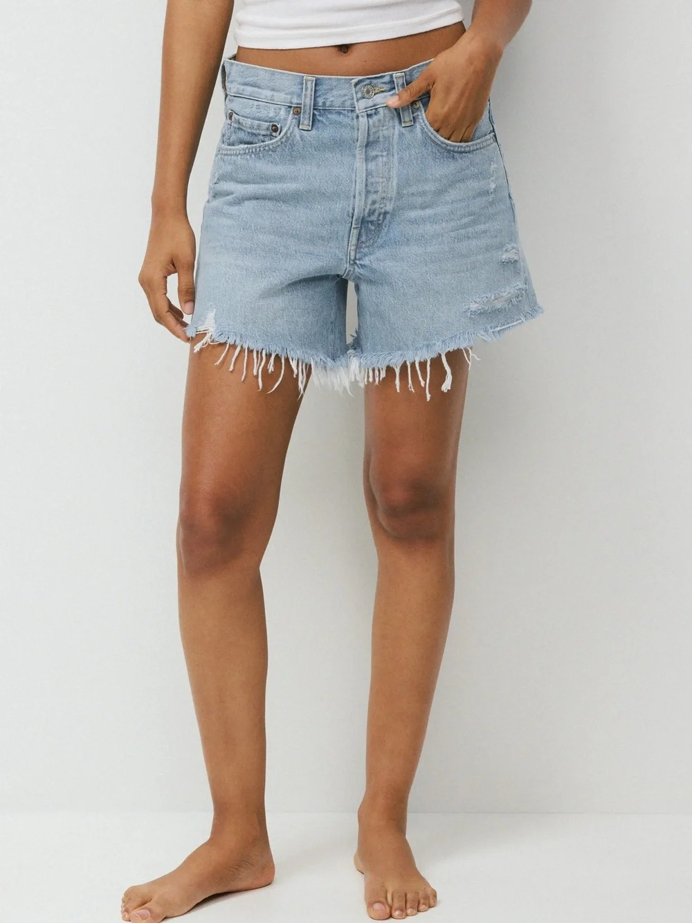 AGOLDE • Parker long denim shorts